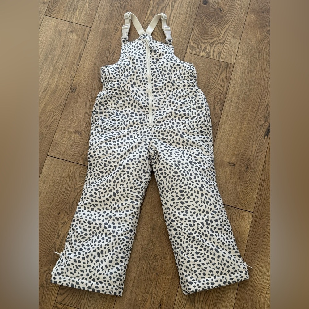 GAP Kids Dark Gray and White Leopard Patterned Snow Jumpsuit Overalls
